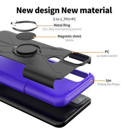 For Infinix Hot 10i / Smart 5 Pro Dual Layer Hard PC Soft TPU Phone Case Ring Holder Kickstand Drop Protection Cover