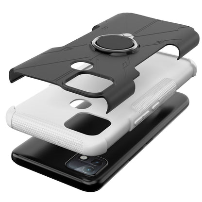 For Infinix Hot 10i / Smart 5 Pro Dual Layer Hard PC Soft TPU Phone Case Ring Holder Kickstand Drop Protection Cover