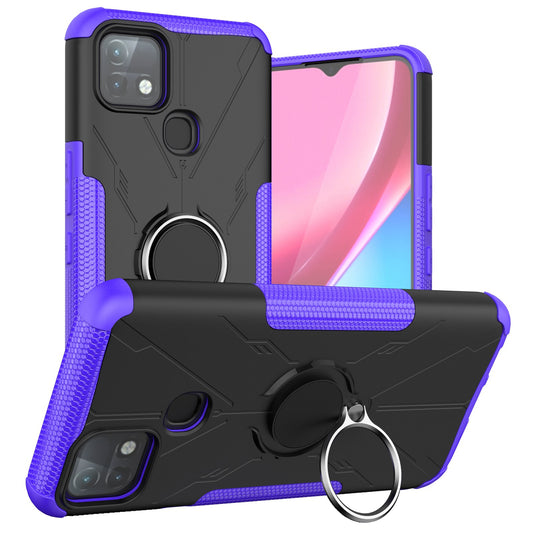 For Infinix Hot 10i / Smart 5 Pro Dual Layer Hard PC Soft TPU Phone Case Ring Holder Kickstand Drop Protection Cover