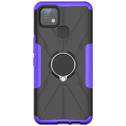 For Infinix Hot 10i / Smart 5 Pro Dual Layer Hard PC Soft TPU Phone Case Ring Holder Kickstand Drop Protection Cover