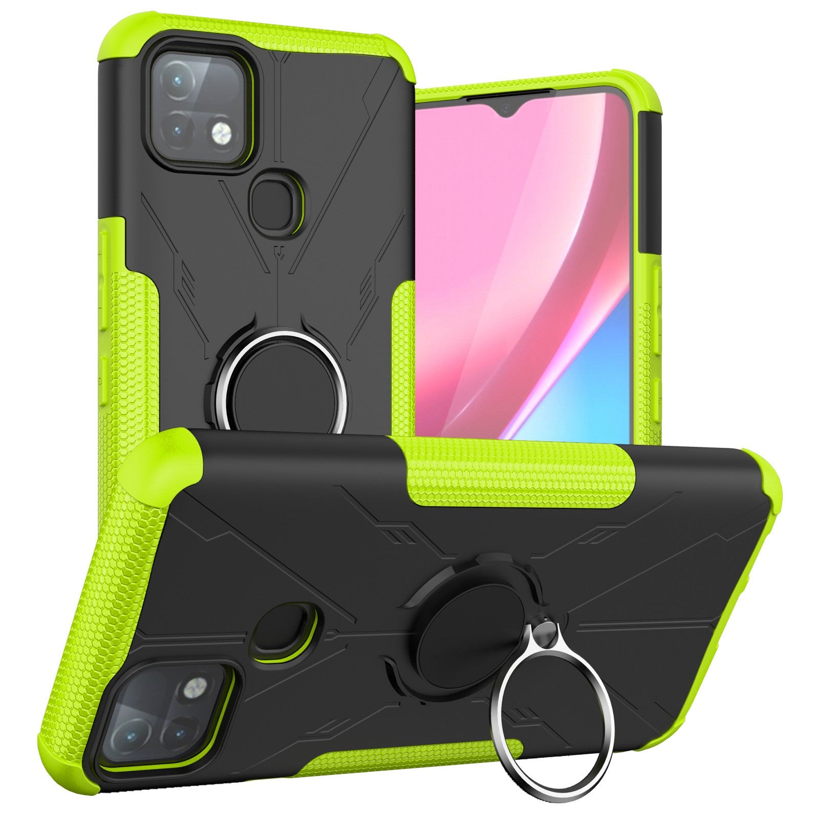 For Infinix Hot 10i / Smart 5 Pro Dual Layer Hard PC Soft TPU Phone Case Ring Holder Kickstand Drop Protection Cover