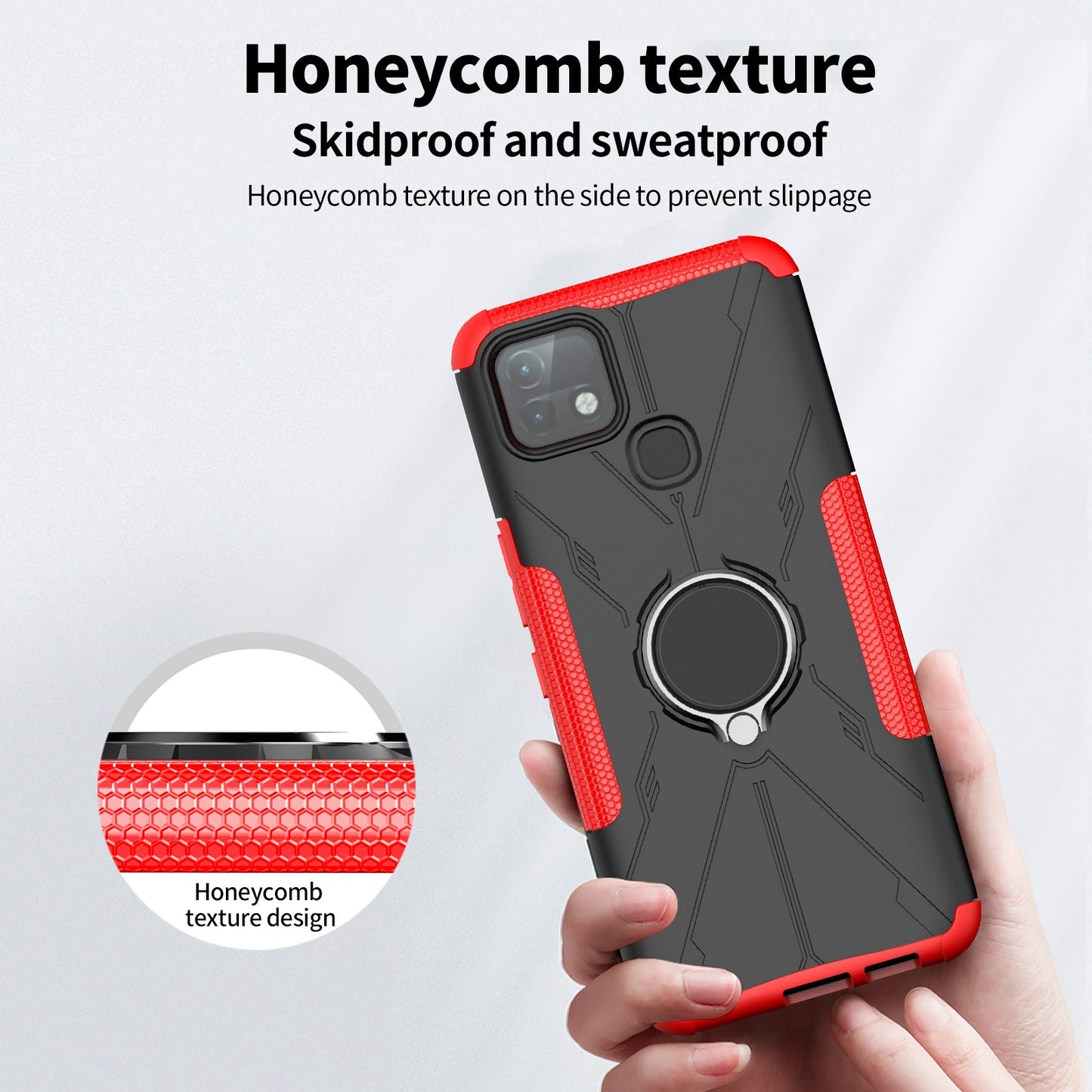 For Infinix Hot 10i / Smart 5 Pro Dual Layer Hard PC Soft TPU Phone Case Ring Holder Kickstand Drop Protection Cover
