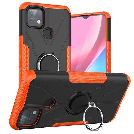 For Infinix Hot 10i / Smart 5 Pro Dual Layer Hard PC Soft TPU Phone Case Ring Holder Kickstand Drop Protection Cover