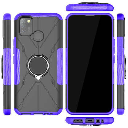 For Infinix Smart 5 X657 / Hot 10 Lite Hybrid Soft TPU Hard PC Heavy Duty Phone Case Ring Holder Kickstand Anti-Scratch Shockproof Cover