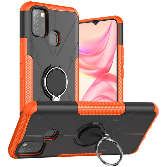 For Infinix Smart 5 X657 / Hot 10 Lite Hybrid Soft TPU Hard PC Heavy Duty Phone Case Ring Holder Kickstand Anti-Scratch Shockproof Cover