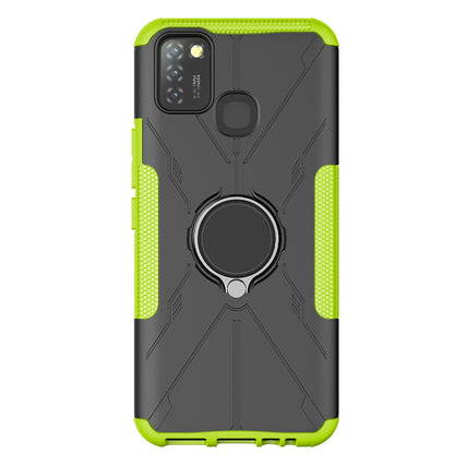 For Infinix Smart 5 X657 / Hot 10 Lite Hybrid Soft TPU Hard PC Heavy Duty Phone Case Ring Holder Kickstand Anti-Scratch Shockproof Cover