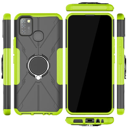 For Infinix Smart 5 X657 / Hot 10 Lite Hybrid Soft TPU Hard PC Heavy Duty Phone Case Ring Holder Kickstand Anti-Scratch Shockproof Cover