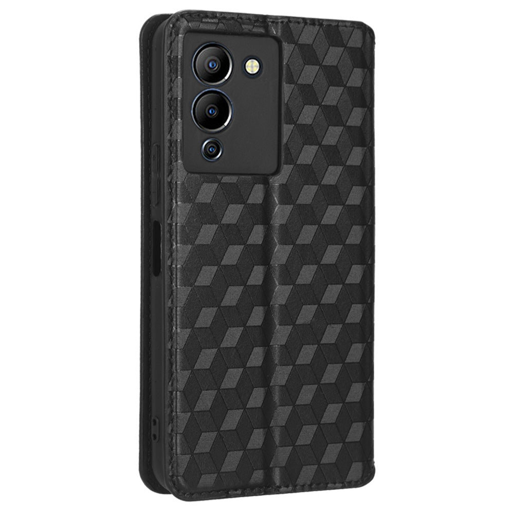 For Infinix Note 12 G96 4G X670 Stand Wallet Leather Phone Case Rhombus Pattern Imprinted Magnetic Absorption Folio Flip Cover