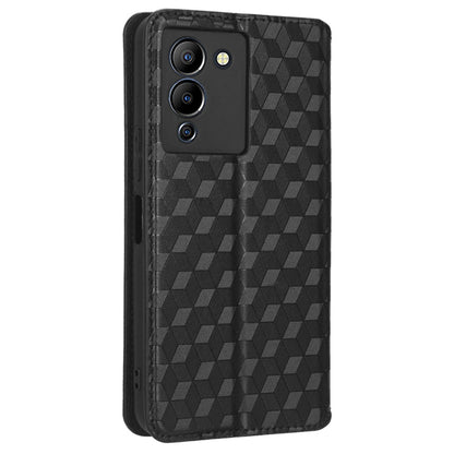 For Infinix Note 12 G96 4G X670 Stand Wallet Leather Phone Case Rhombus Pattern Imprinted Magnetic Absorption Folio Flip Cover