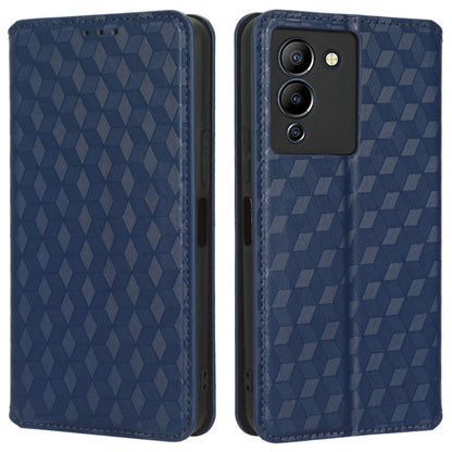 For Infinix Note 12 G96 4G X670 Stand Wallet Leather Phone Case Rhombus Pattern Imprinted Magnetic Absorption Folio Flip Cover