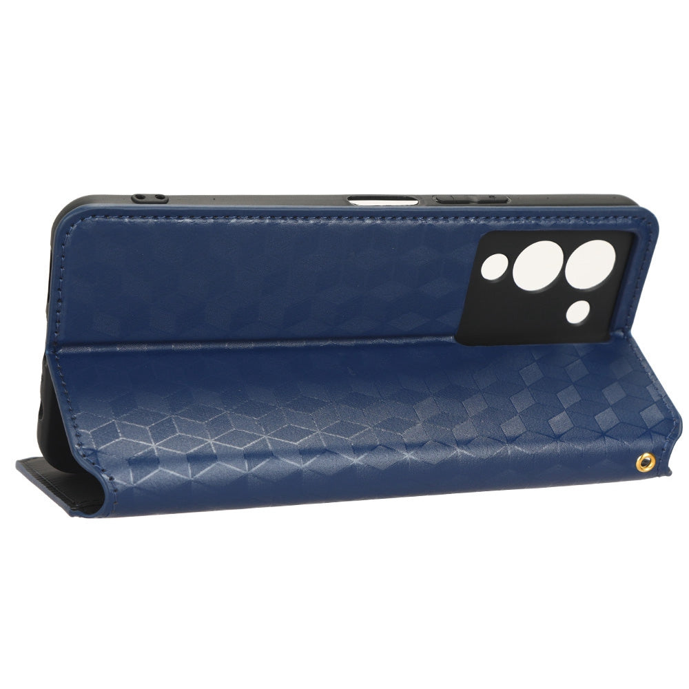 For Infinix Note 12 G96 4G X670 Stand Wallet Leather Phone Case Rhombus Pattern Imprinted Magnetic Absorption Folio Flip Cover