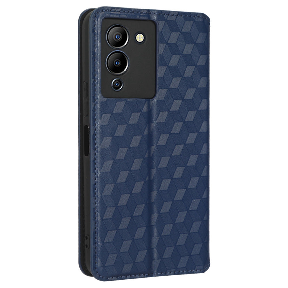 For Infinix Note 12 G96 4G X670 Stand Wallet Leather Phone Case Rhombus Pattern Imprinted Magnetic Absorption Folio Flip Cover