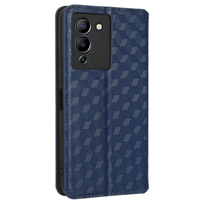 For Infinix Note 12 G96 4G X670 Stand Wallet Leather Phone Case Rhombus Pattern Imprinted Magnetic Absorption Folio Flip Cover