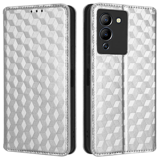 For Infinix Note 12 G96 4G X670 Stand Wallet Leather Phone Case Rhombus Pattern Imprinted Magnetic Absorption Folio Flip Cover
