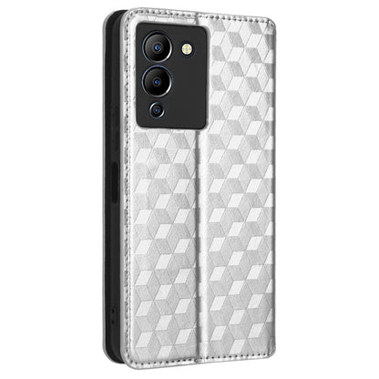 For Infinix Note 12 G96 4G X670 Stand Wallet Leather Phone Case Rhombus Pattern Imprinted Magnetic Absorption Folio Flip Cover