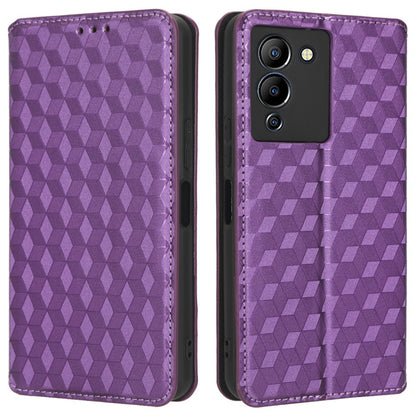 For Infinix Note 12 G96 4G X670 Stand Wallet Leather Phone Case Rhombus Pattern Imprinted Magnetic Absorption Folio Flip Cover