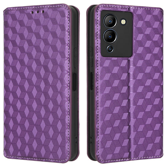 For Infinix Note 12 G96 4G X670 Stand Wallet Leather Phone Case Rhombus Pattern Imprinted Magnetic Absorption Folio Flip Cover