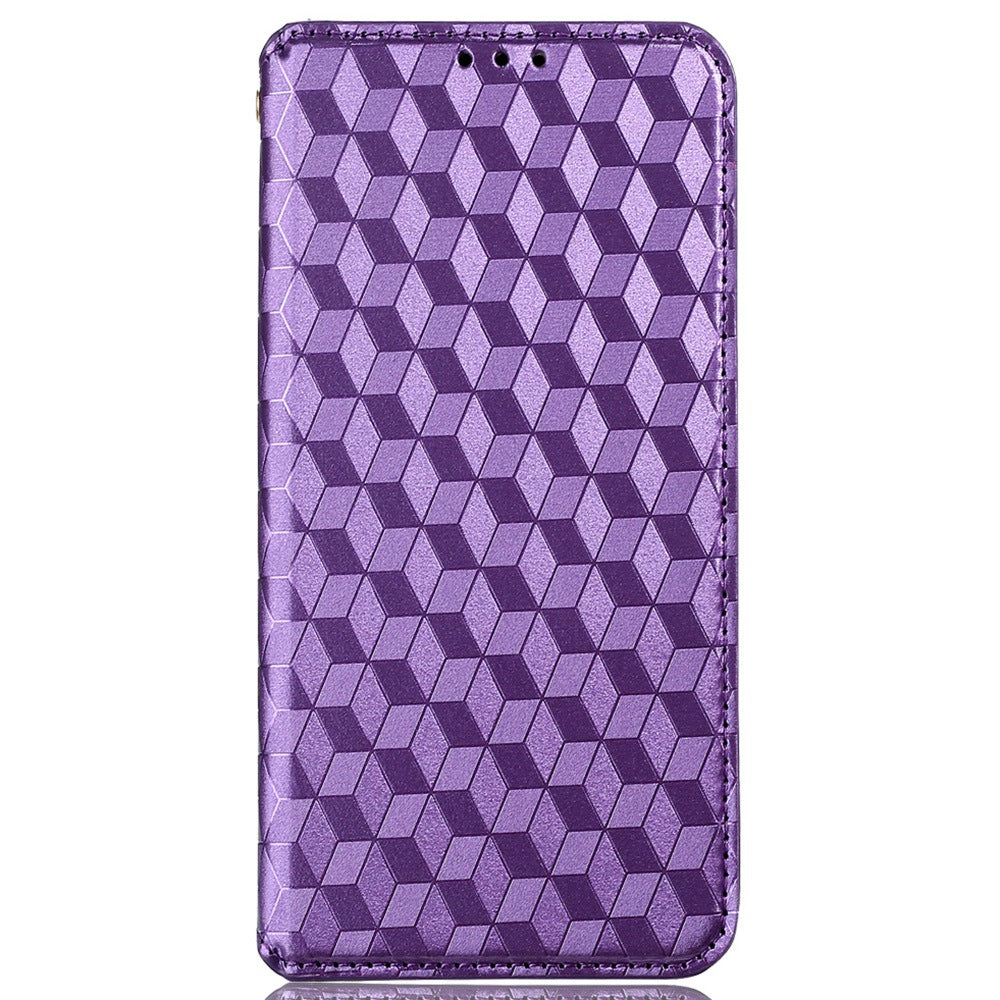 For Infinix Note 12 G96 4G X670 Stand Wallet Leather Phone Case Rhombus Pattern Imprinted Magnetic Absorption Folio Flip Cover