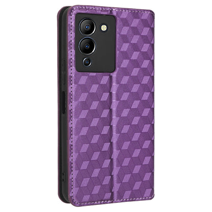 For Infinix Note 12 G96 4G X670 Stand Wallet Leather Phone Case Rhombus Pattern Imprinted Magnetic Absorption Folio Flip Cover