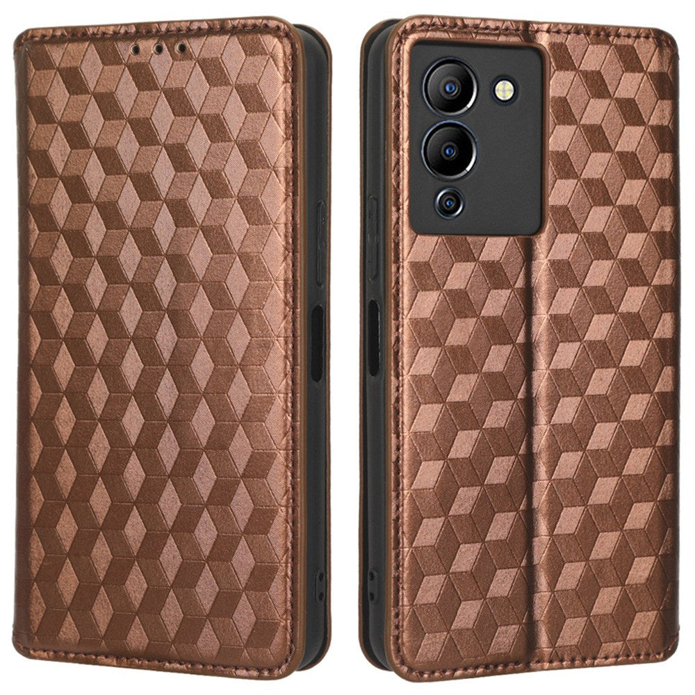 For Infinix Note 12 G96 4G X670 Stand Wallet Leather Phone Case Rhombus Pattern Imprinted Magnetic Absorption Folio Flip Cover