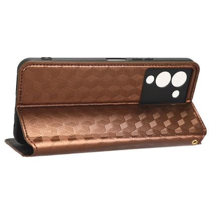 For Infinix Note 12 G96 4G X670 Stand Wallet Leather Phone Case Rhombus Pattern Imprinted Magnetic Absorption Folio Flip Cover