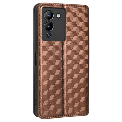 For Infinix Note 12 G96 4G X670 Stand Wallet Leather Phone Case Rhombus Pattern Imprinted Magnetic Absorption Folio Flip Cover