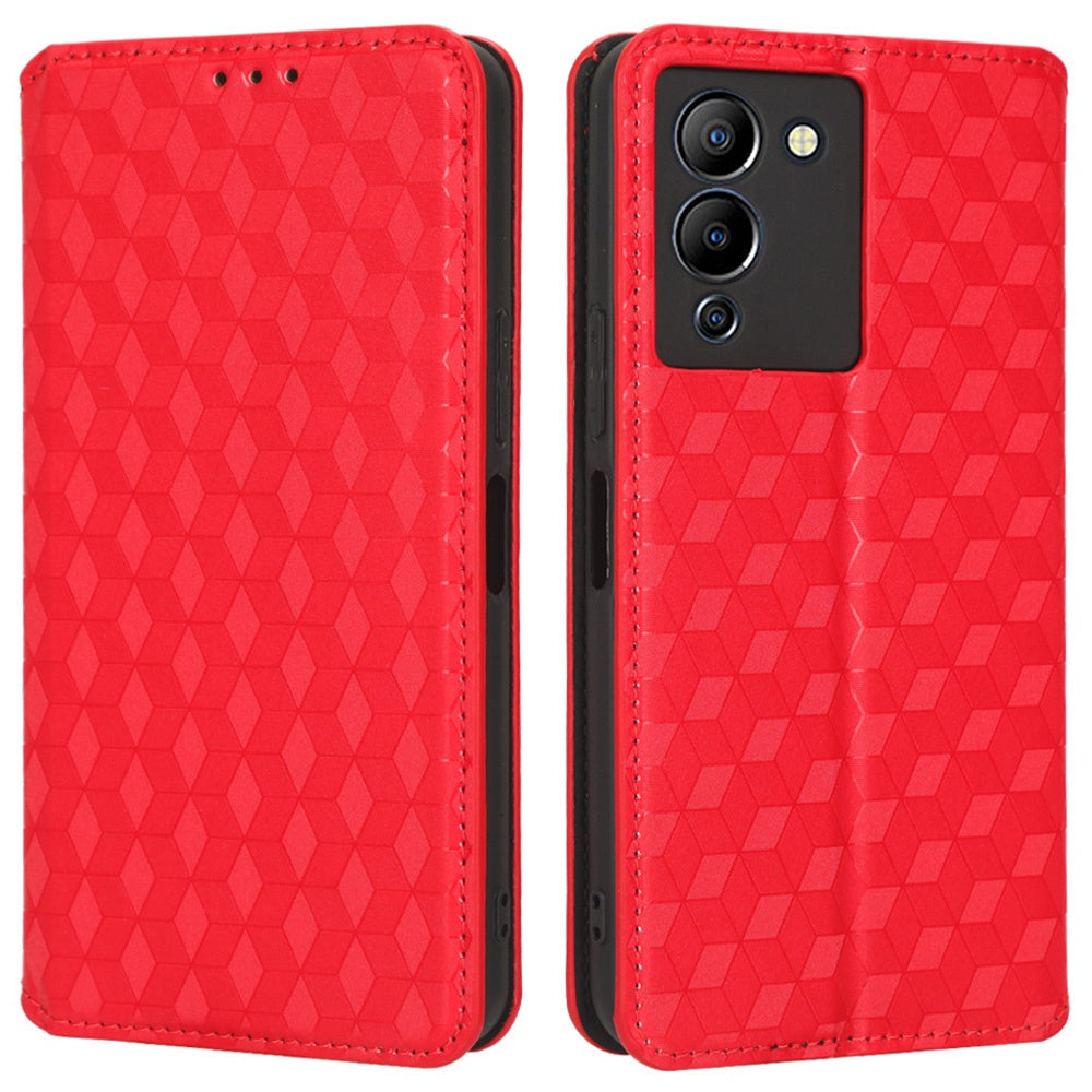 For Infinix Note 12 G96 4G X670 Stand Wallet Leather Phone Case Rhombus Pattern Imprinted Magnetic Absorption Folio Flip Cover