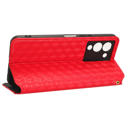 For Infinix Note 12 G96 4G X670 Stand Wallet Leather Phone Case Rhombus Pattern Imprinted Magnetic Absorption Folio Flip Cover