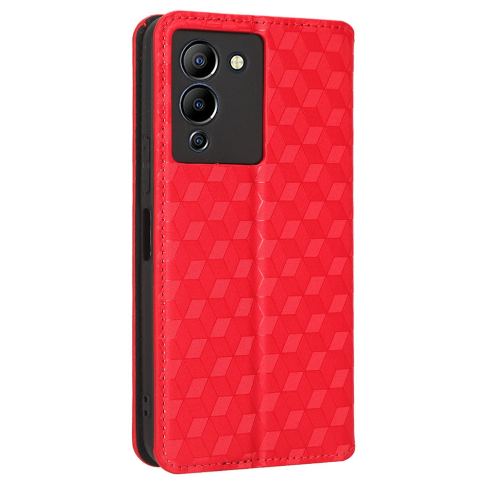 For Infinix Note 12 G96 4G X670 Stand Wallet Leather Phone Case Rhombus Pattern Imprinted Magnetic Absorption Folio Flip Cover