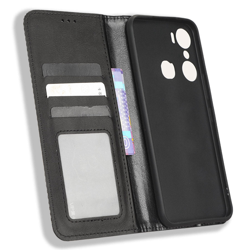 For Infinix Hot 12 Pro 4G X668C Retro Texture PU Leather Flip Wallet Case Imprinted Pattern Stand  Magnetic Auto-absorbed Folio Phone Cover