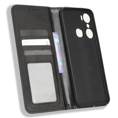 For Infinix Hot 12 Pro 4G X668C Retro Texture PU Leather Flip Wallet Case Imprinted Pattern Stand  Magnetic Auto-absorbed Folio Phone Cover