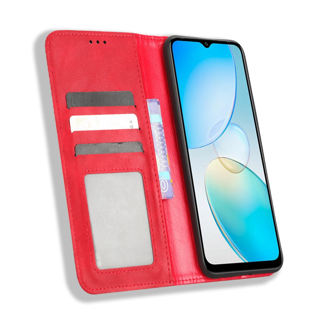 For Infinix Hot 12 Pro 4G X668C Retro Texture PU Leather Flip Wallet Case Imprinted Pattern Stand  Magnetic Auto-absorbed Folio Phone Cover