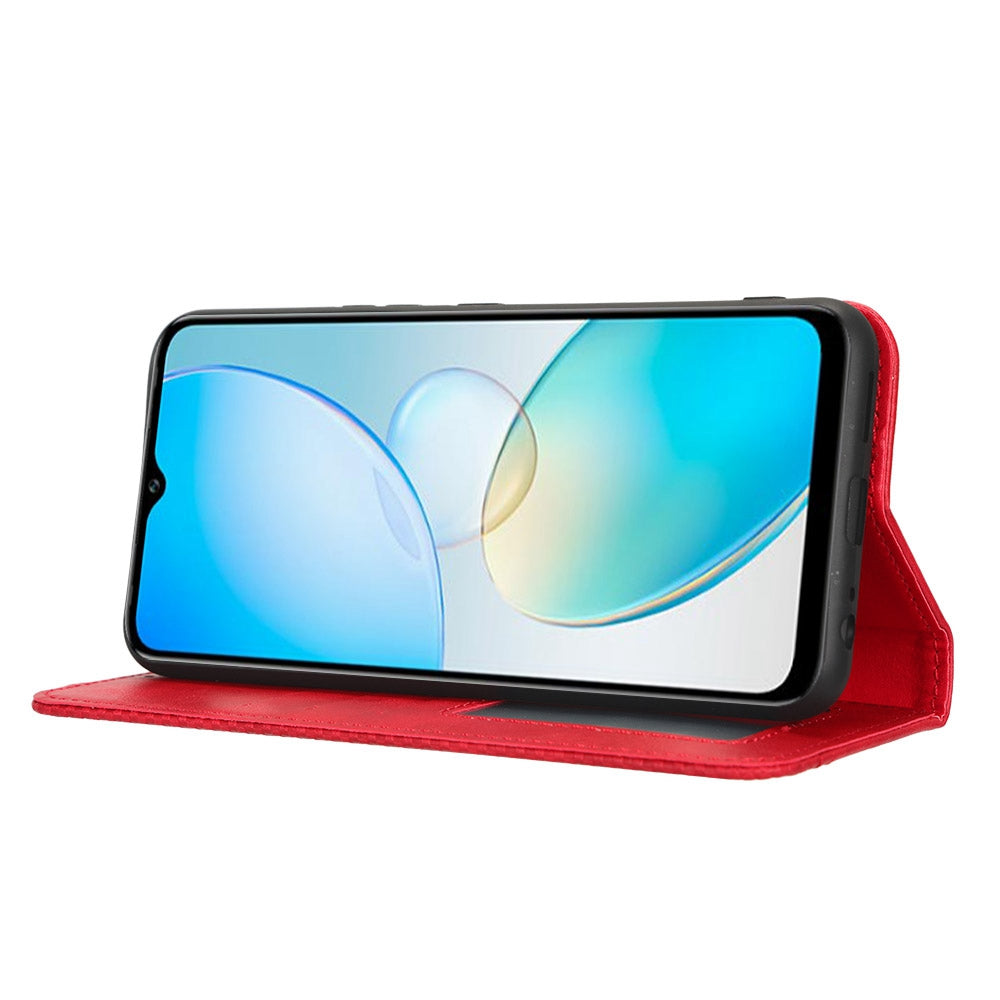 For Infinix Hot 12 Pro 4G X668C Retro Texture PU Leather Flip Wallet Case Imprinted Pattern Stand  Magnetic Auto-absorbed Folio Phone Cover