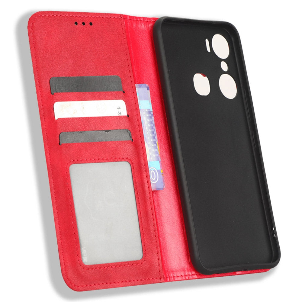 For Infinix Hot 12 Pro 4G X668C Retro Texture PU Leather Flip Wallet Case Imprinted Pattern Stand  Magnetic Auto-absorbed Folio Phone Cover