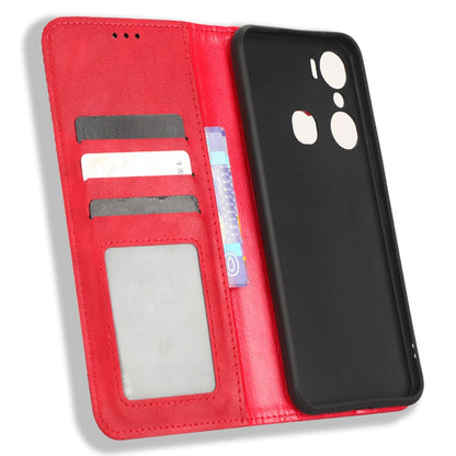 For Infinix Hot 12 Pro 4G X668C Retro Texture PU Leather Flip Wallet Case Imprinted Pattern Stand  Magnetic Auto-absorbed Folio Phone Cover