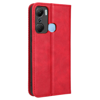 For Infinix Hot 12 Pro 4G X668C Retro Texture PU Leather Flip Wallet Case Imprinted Pattern Stand  Magnetic Auto-absorbed Folio Phone Cover