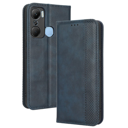 For Infinix Hot 12 Pro 4G X668C Retro Texture PU Leather Flip Wallet Case Imprinted Pattern Stand  Magnetic Auto-absorbed Folio Phone Cover