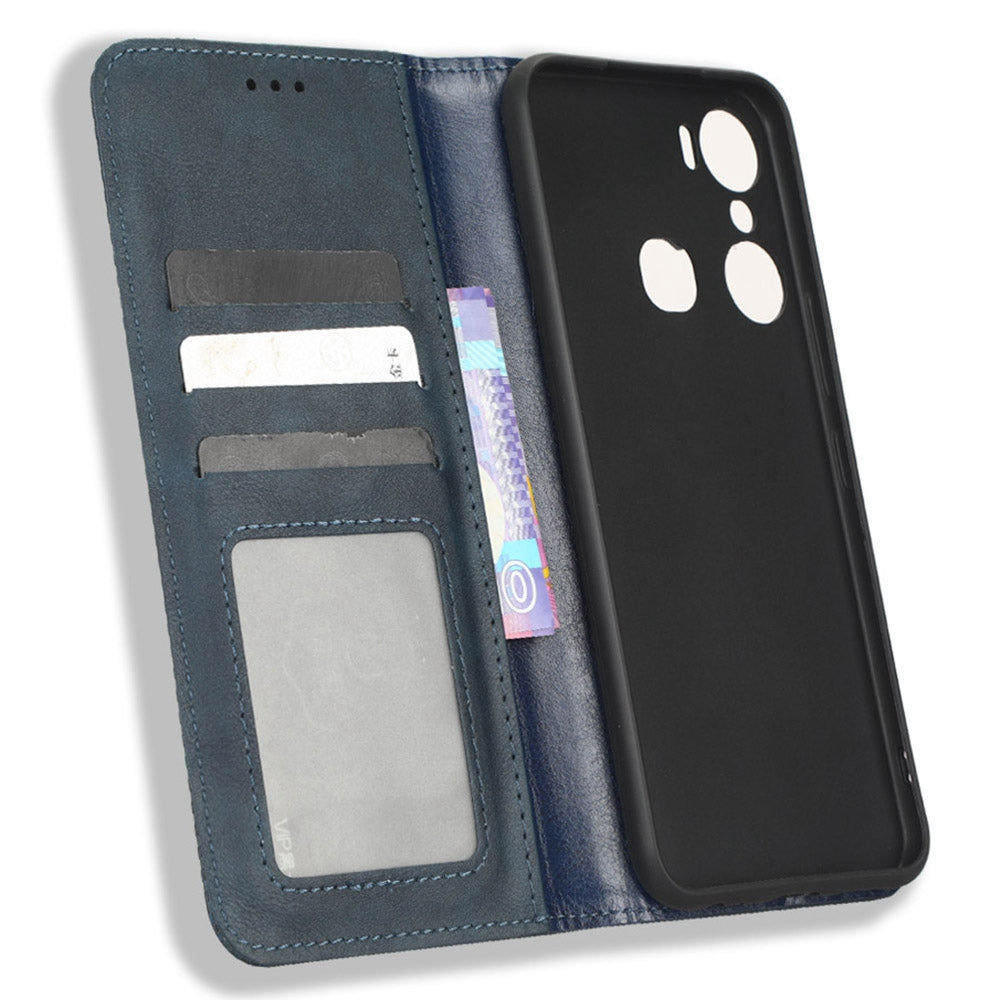 For Infinix Hot 12 Pro 4G X668C Retro Texture PU Leather Flip Wallet Case Imprinted Pattern Stand  Magnetic Auto-absorbed Folio Phone Cover