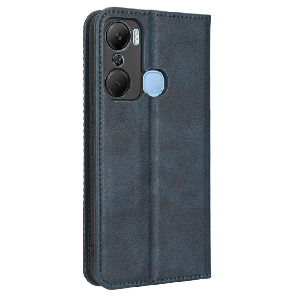 For Infinix Hot 12 Pro 4G X668C Retro Texture PU Leather Flip Wallet Case Imprinted Pattern Stand  Magnetic Auto-absorbed Folio Phone Cover