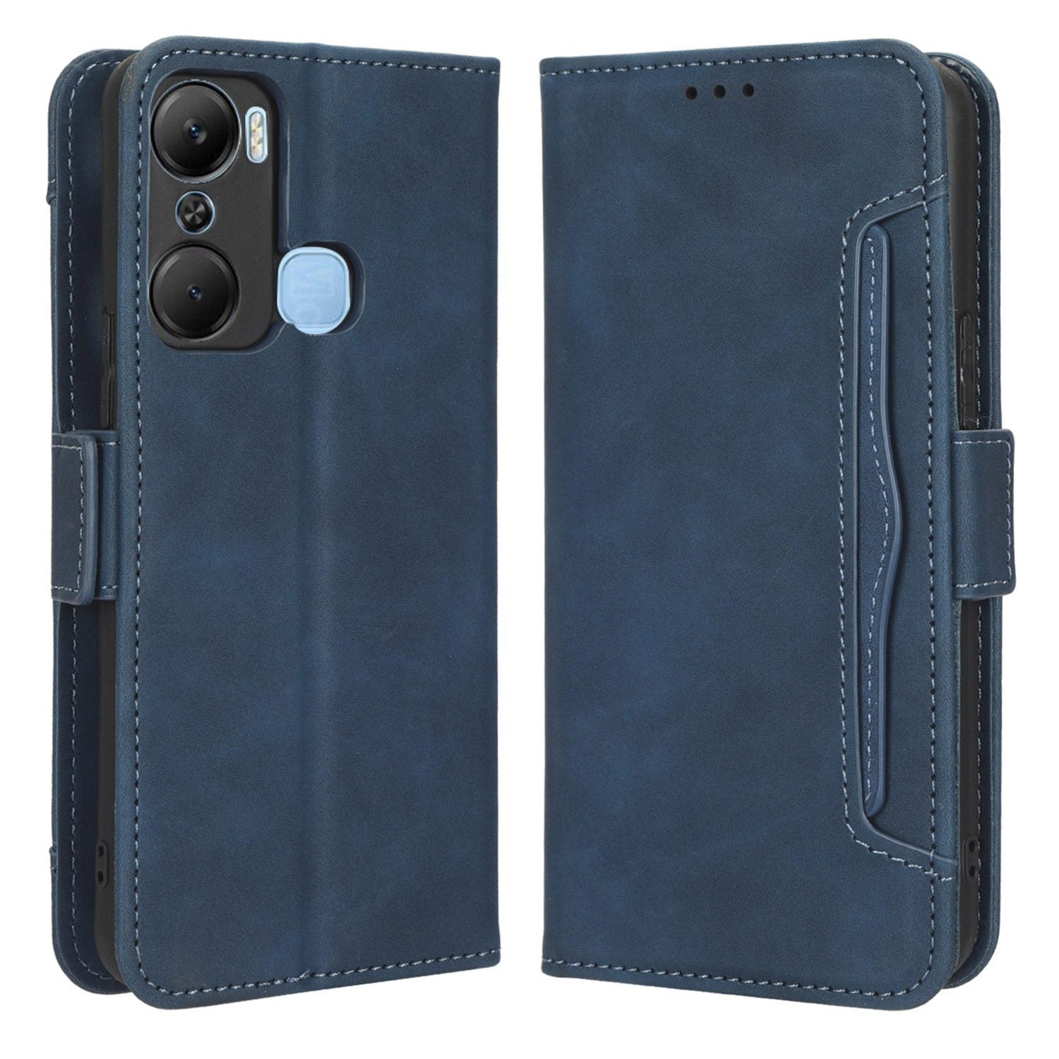 For Infinix Hot 12 Pro 4G X668C PU Leather Stand Multiple Card Slots Case Double Magnetic Clasp Flip Wallet Phone Cover