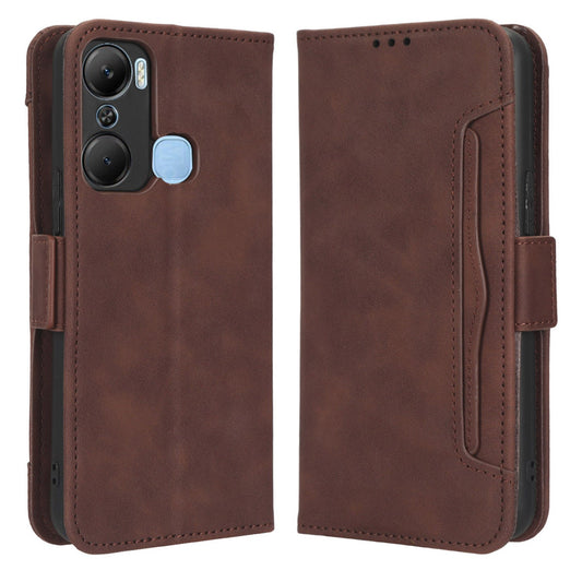 For Infinix Hot 12 Pro 4G X668C PU Leather Stand Multiple Card Slots Case Double Magnetic Clasp Flip Wallet Phone Cover