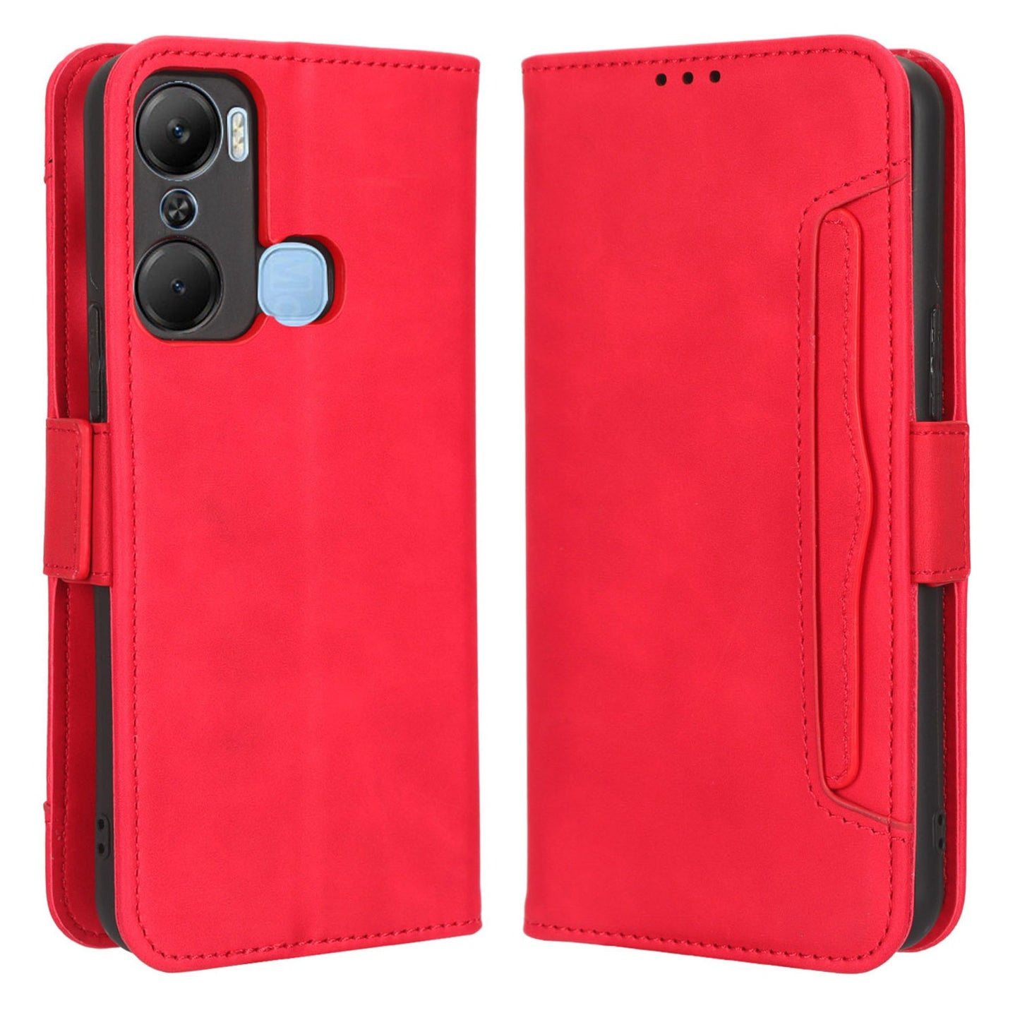 For Infinix Hot 12 Pro 4G X668C PU Leather Stand Multiple Card Slots Case Double Magnetic Clasp Flip Wallet Phone Cover