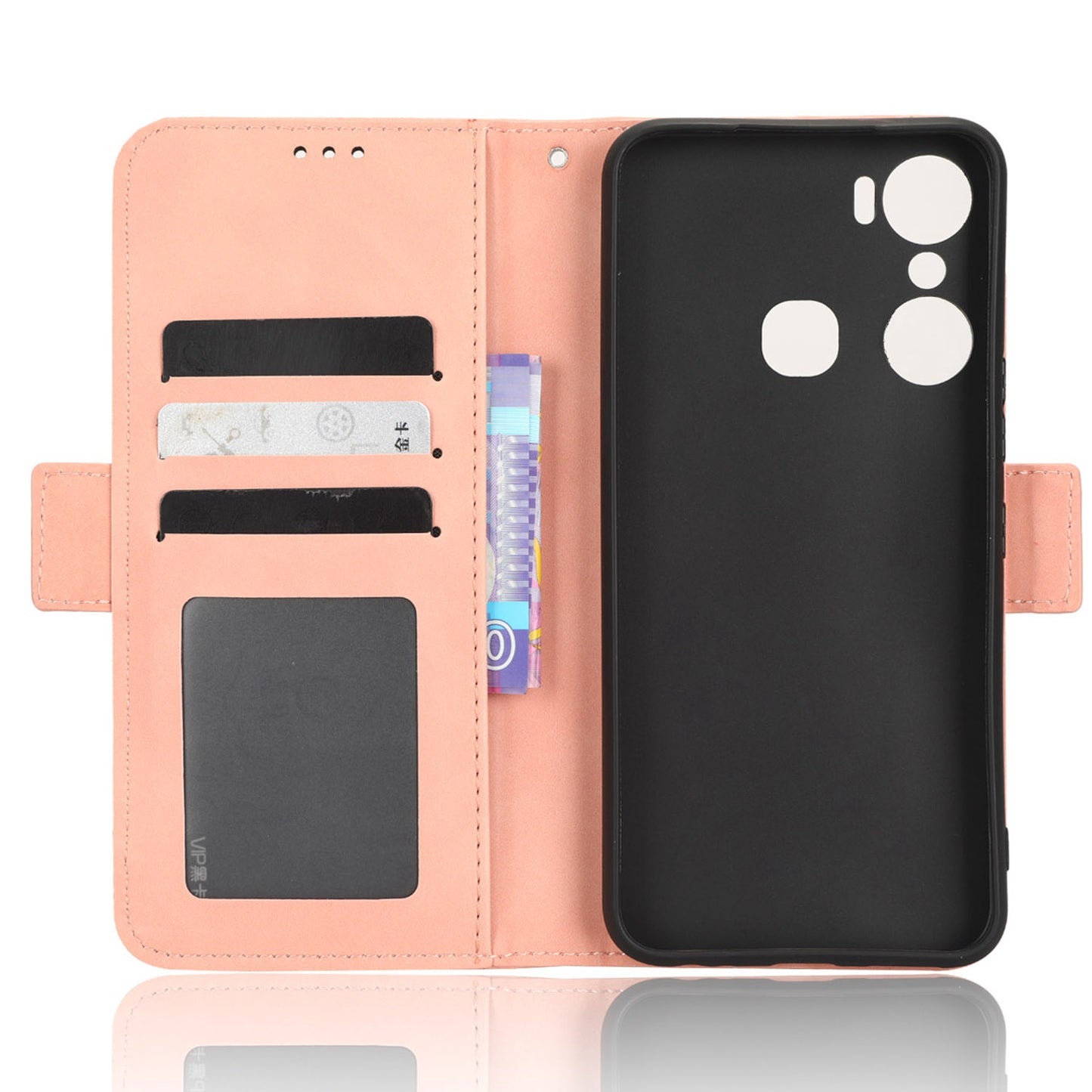 For Infinix Hot 12 Pro 4G X668C PU Leather Stand Multiple Card Slots Case Double Magnetic Clasp Flip Wallet Phone Cover