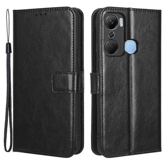 For Infinix Hot 12 Pro 4G X668C Crazy Horse Texture Wallet Case PU Leather Stand Function Magnetic Closure Phone Cover with Strap