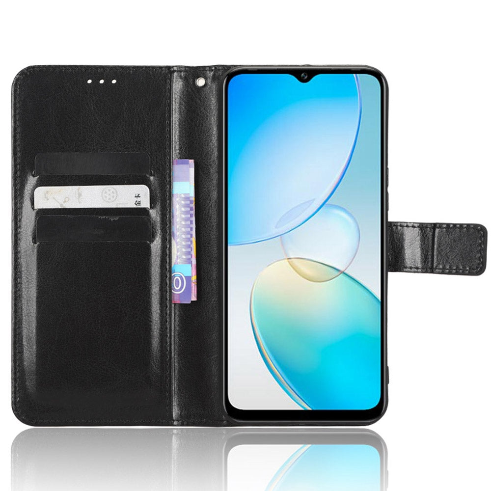 For Infinix Hot 12 Pro 4G X668C Crazy Horse Texture Wallet Case PU Leather Stand Function Magnetic Closure Phone Cover with Strap