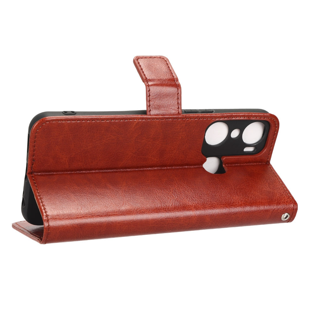 For Infinix Hot 12 Pro 4G X668C Crazy Horse Texture Wallet Case PU Leather Stand Function Magnetic Closure Phone Cover with Strap