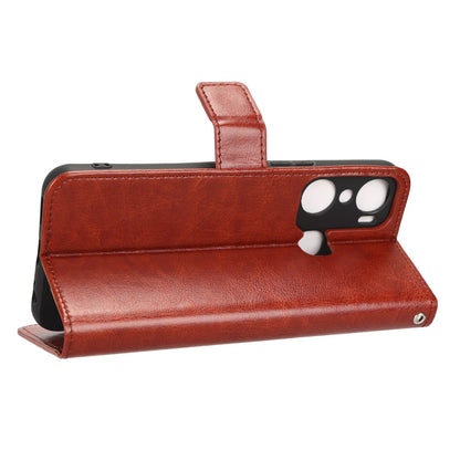 For Infinix Hot 12 Pro 4G X668C Crazy Horse Texture Wallet Case PU Leather Stand Function Magnetic Closure Phone Cover with Strap