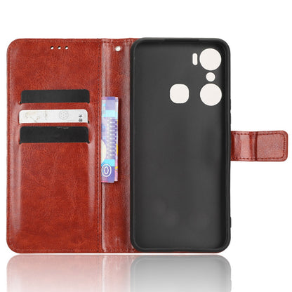 For Infinix Hot 12 Pro 4G X668C Crazy Horse Texture Wallet Case PU Leather Stand Function Magnetic Closure Phone Cover with Strap