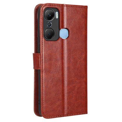 For Infinix Hot 12 Pro 4G X668C Crazy Horse Texture Wallet Case PU Leather Stand Function Magnetic Closure Phone Cover with Strap