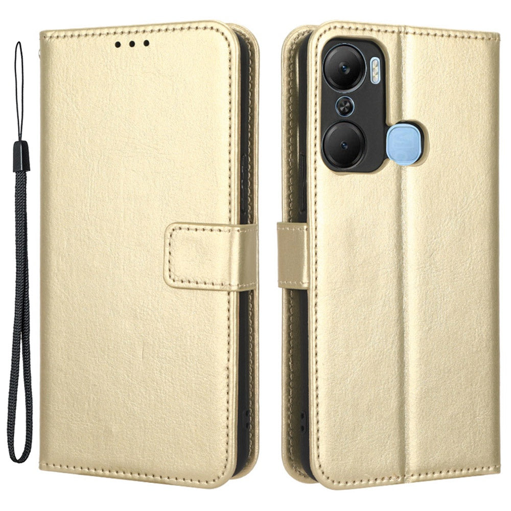 For Infinix Hot 12 Pro 4G X668C Crazy Horse Texture Wallet Case PU Leather Stand Function Magnetic Closure Phone Cover with Strap